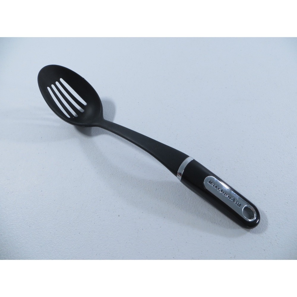 KitchenAid‎ 14" Black Silver Nylon Plastic Cooking Serving Slotted Spoon Skimmer